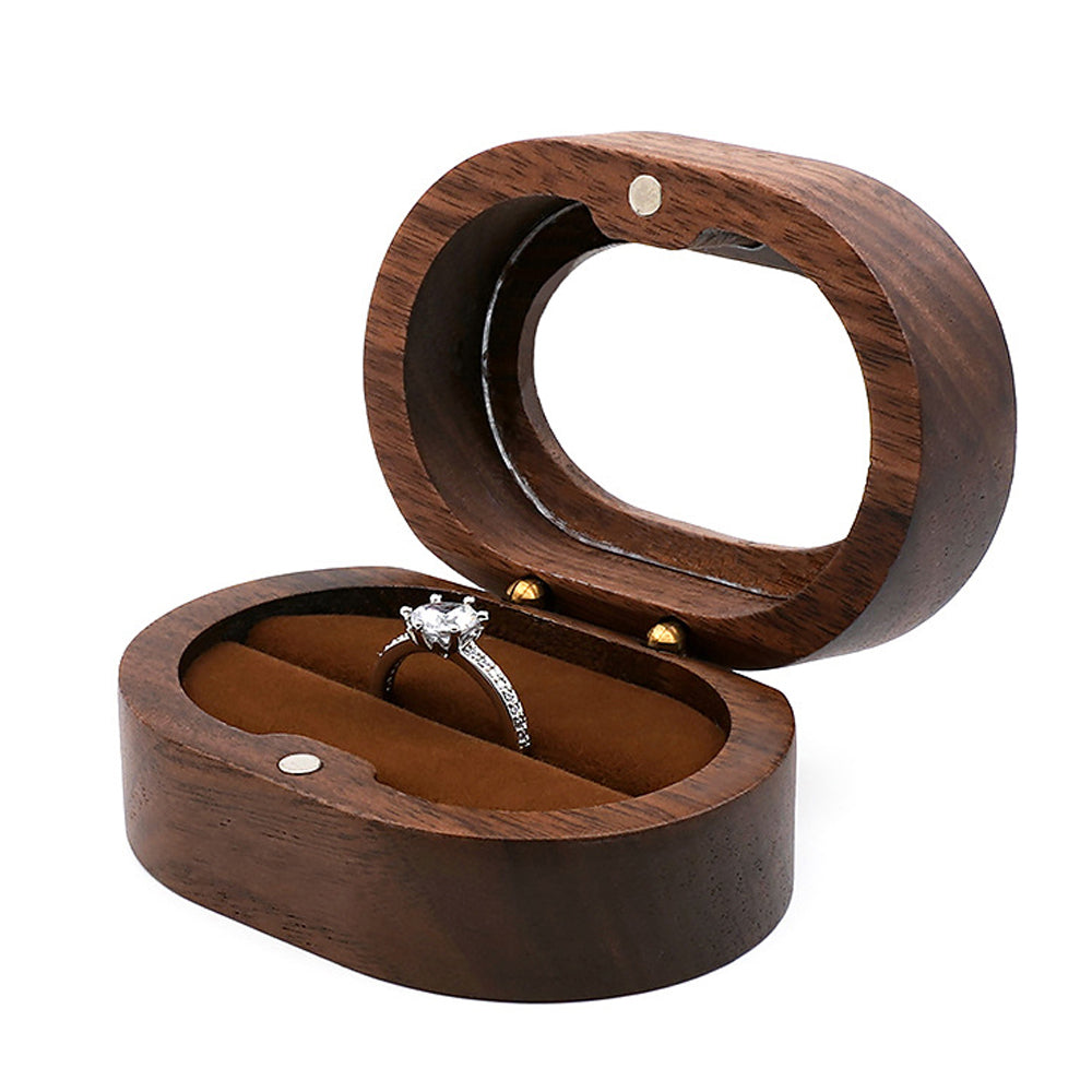 Oval Wooden Single Ring Box With Window