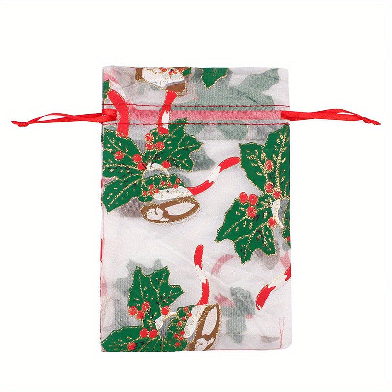 10x15 13x18CM Christmas Drawstring Organza Bag Jewelry Chocolate Party Gift Packaging Bag