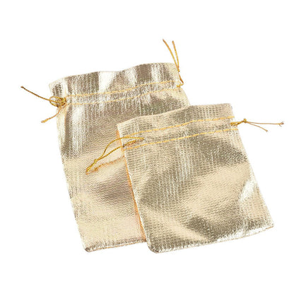 7x9 9x12cm Jewelry Packaging Bags Gold Foil Cloth Drawstring Candy Bags Adjustable Gift Packaging Bags for Packaging, Organizing, Storage,Price for 100 pcs