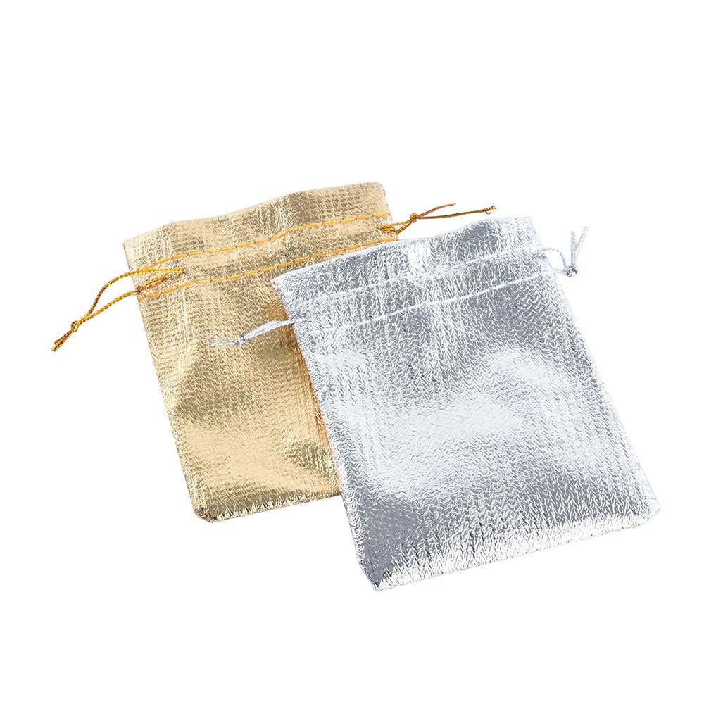 7x9 9x12cm Jewelry Packaging Bags Gold Foil Cloth Drawstring Candy Bags Adjustable Gift Packaging Bags for Packaging, Organizing, Storage,Price for 100 pcs