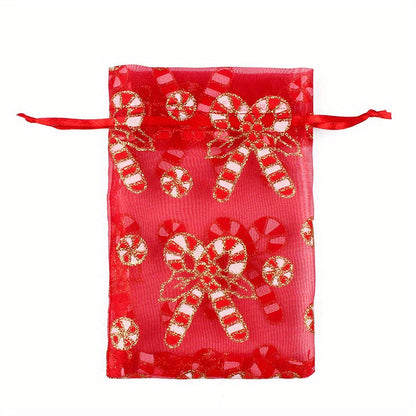 10x15 13x18CM Christmas Drawstring Organza Bag Jewelry Chocolate Party Gift Packaging Bag