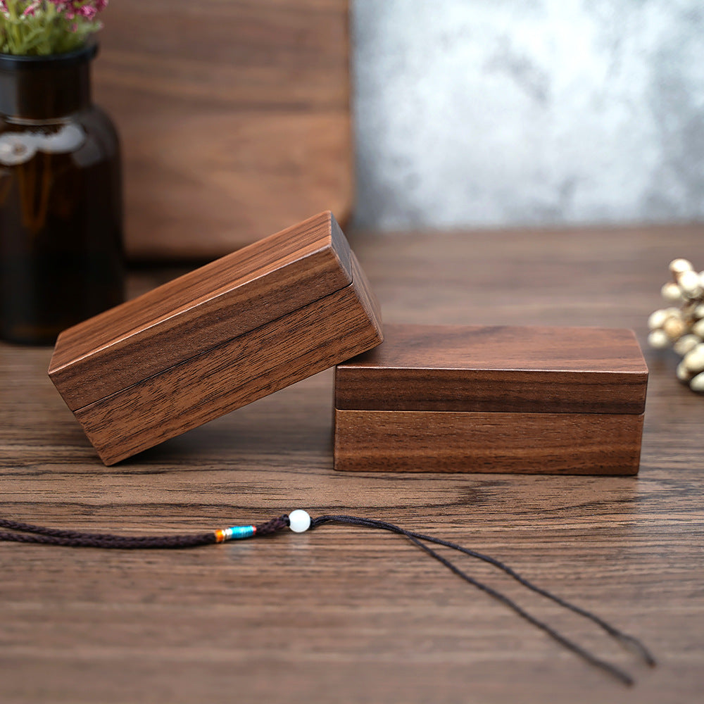 Rectangle Wooden Double Ring Box